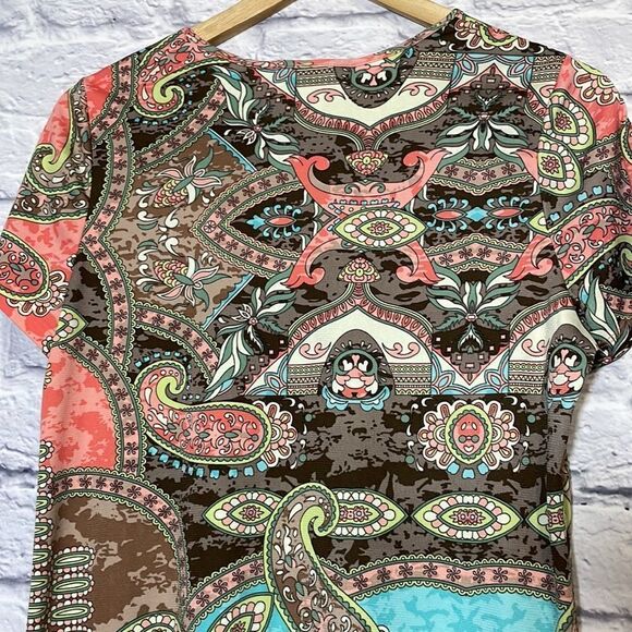 𝅺Allison Daley Petite Paisley Abstract Top Petite Small - Picture 6 of 9